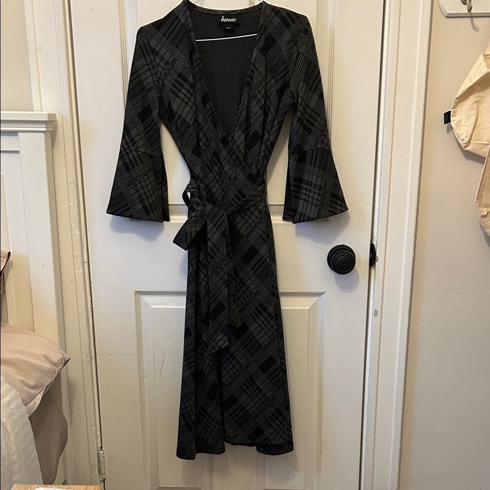 Bionica Charcoal midi wrap dress.
